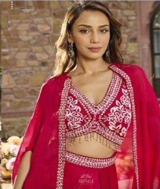 DESIGNER FANCY HAND WORK PARTY WEDDING WEAR LEHENGA CHOLI IN GEORGETTE FABRIC SHIVALI 1