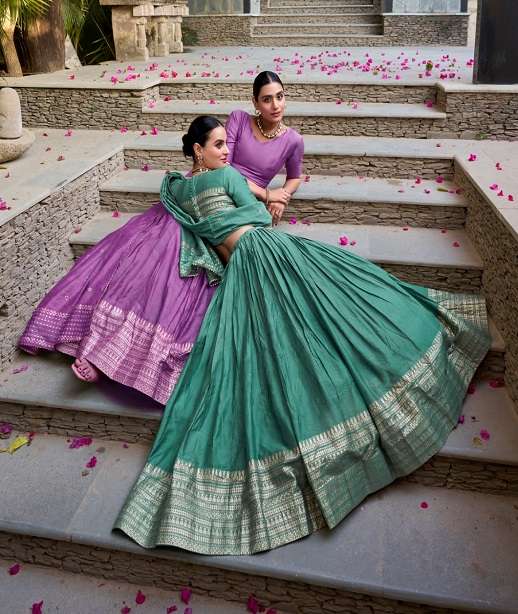 DESIGNER FANCY PARTY WEDDING WEAR CHANDERI SILK LEHENGA CHOLI NAVRATRI WEAR CHOLI LNB 1906 COLOR