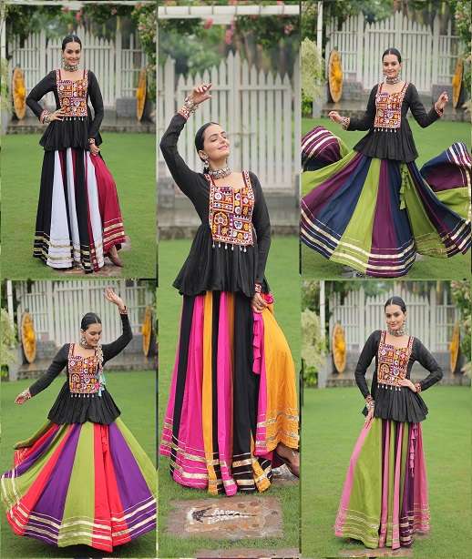 DESIGNER FANCY RAYON COTTON READYMADE NAVRATRI LEHENGA CHOLI LW 7131 COLOR