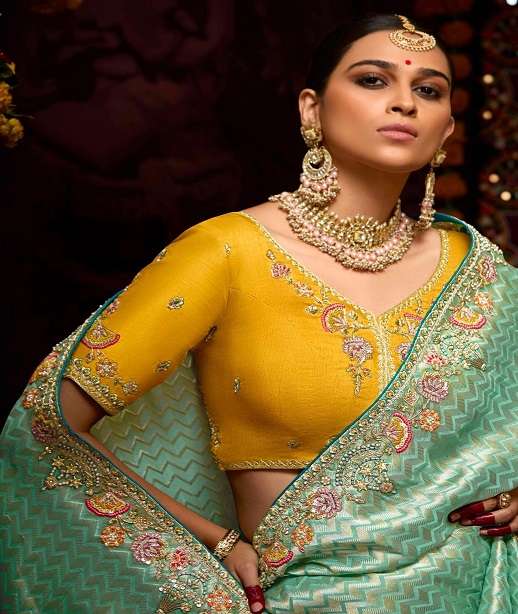 DESIGNER FANCY WEDDING PARTY WEAR BANARASI KANJIVARAM SILK SAREE WITH HEAVY HAND WORK SM KM PRASANG 341-351
