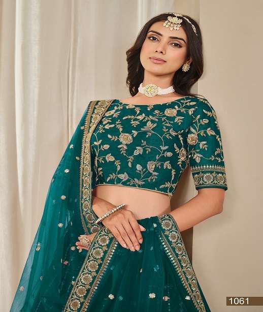 DESIGNER FANCY WEDDING PARTY WEAR INDIAN ART SILK LEHENGA CHOLI WITH NET DUPATTA ANY MOHINI 1061-1062