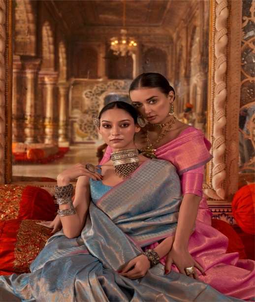 DESIGNER FANCY WEDDING PARTY WEAR INDIAN HANDLOOM WEAVING SILK SAREE COLLECTION SM RAJBEER 22001-22006
