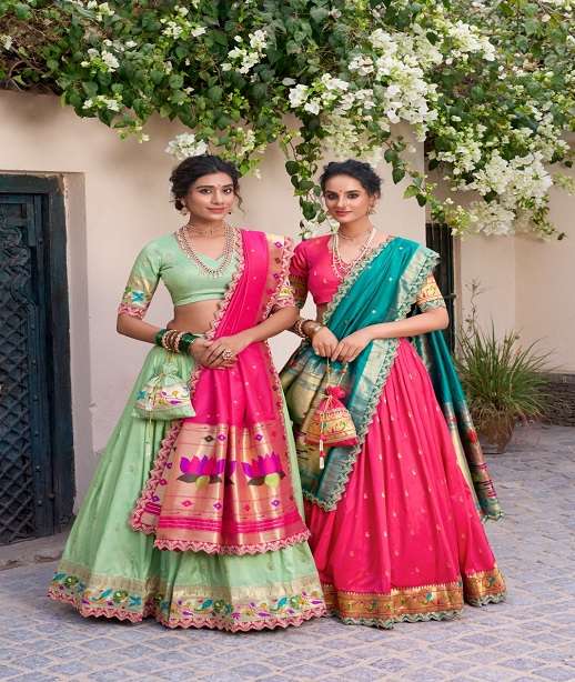 DESIGNER SOUTH WEDDING JACQUARD SILK LEHENGA CHOLI COLLRCTION LNB 2014 COLOR