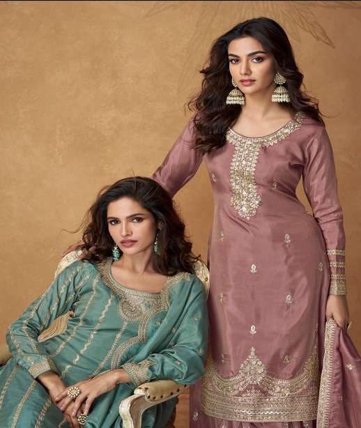 DESIGNER WEDDING PARTY WEAR ORGANZA SIMAR SILK SHARARA SALWAR SUIT PLAZZO AF SAUMYA 10180-10182