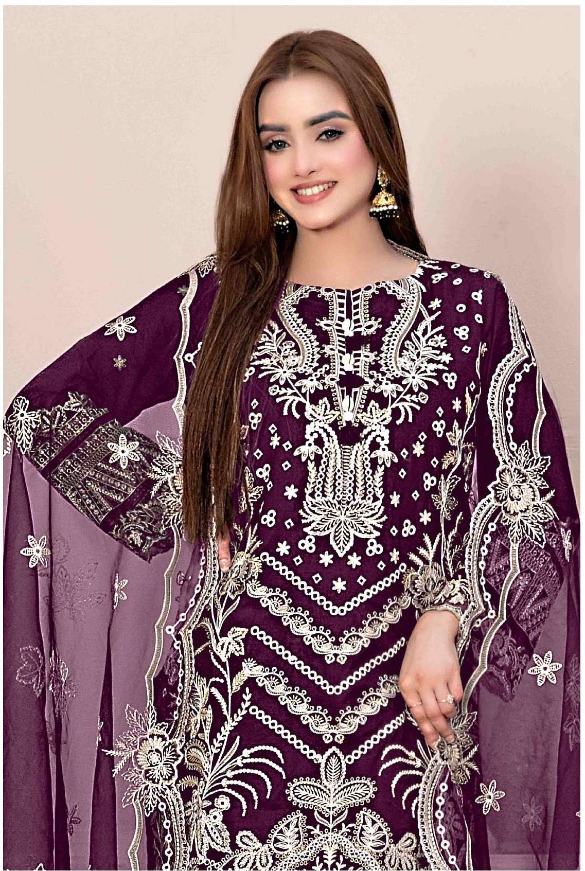 DESIGNER WEDDING PARTY WEAR STRAIGHT FAUX GEORGETTE PAKISTANI SALWAR SUIT JG 5161 COLOR