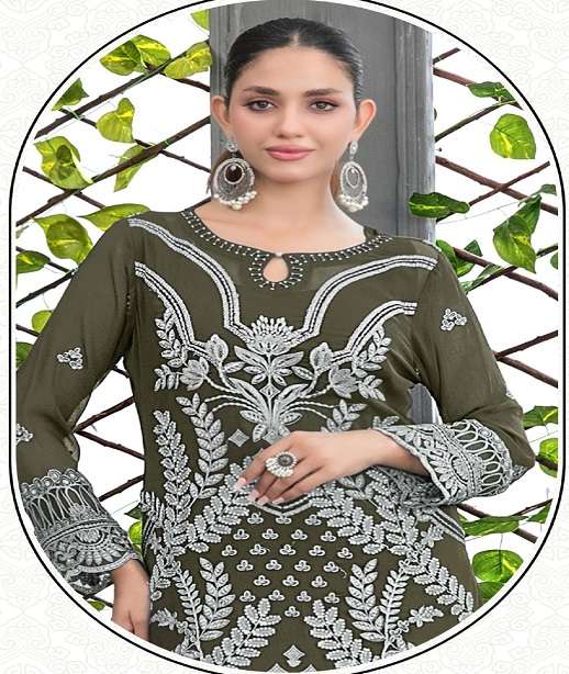 DESIGNER WEDDING PARTY WEAR STRAIGHT FAUX GEORGETTE PAKISTANI SALWAR SUIT JG 4187