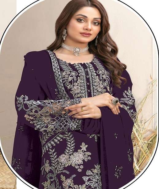 DESIGNER WEDDING PARTY WEAR STRAIGHT FAUX GEORGETTE PAKISTANI SALWAR SUIT JG 4149 COLOR