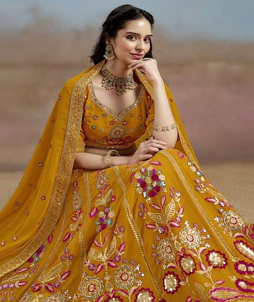 INDIAN DESIGNER BOLLYWOOD WEDDING PARTY WEAR GEORGETTE LEHENGA CHOLI ZC MILONI 6008 COLOR