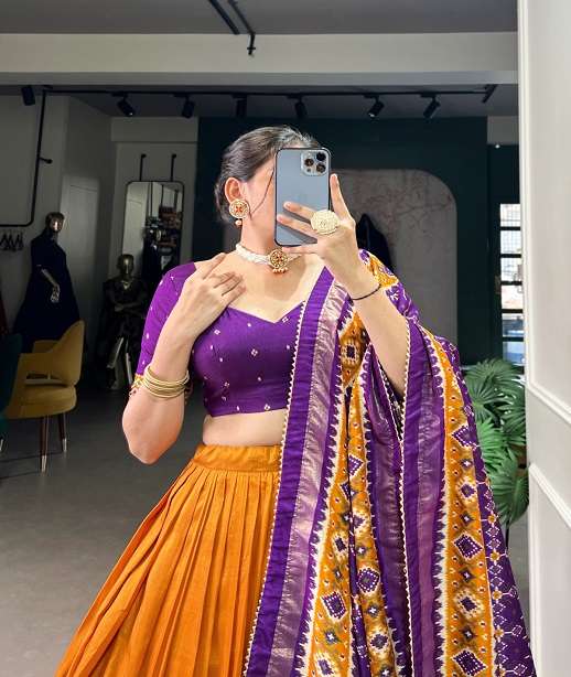 INDIAN DESIGNER BOLLYWOOD WEDDING PARTY WEAR TUSSAR SILK LEHENGA CHOLI LNB 1221 COLOR
