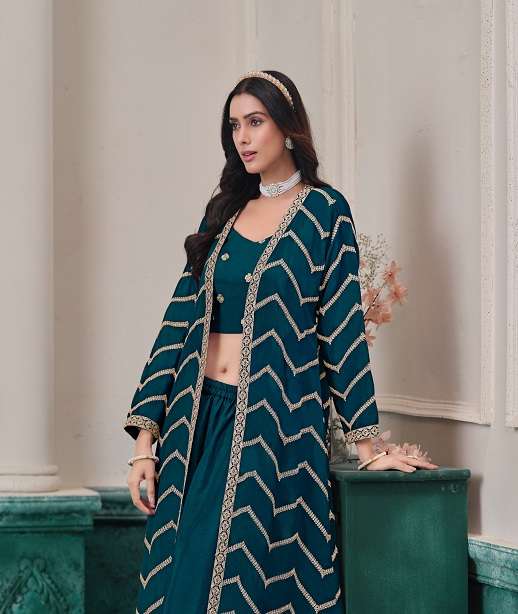 INDIAN DESIGNER FANCY WEDDING PARTY WEAR CHINON SHARARA SALWAR SUIT KOTI STYLE ANJB 381-384