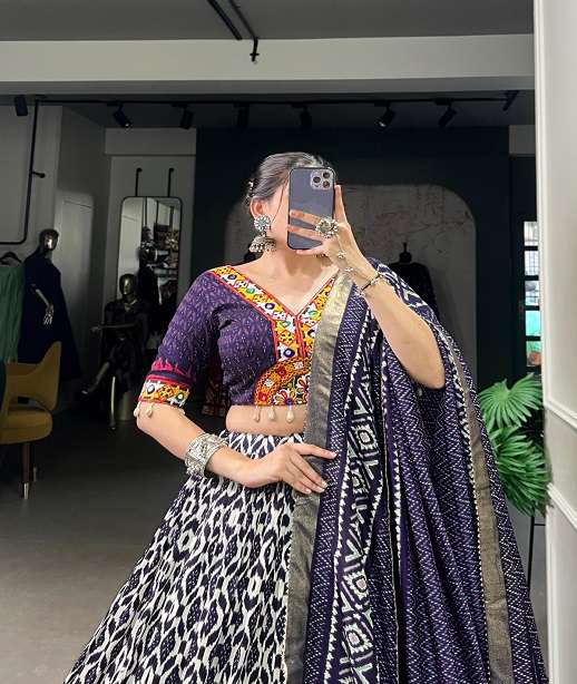 INDIAN DESIGNER TUSSAR SILK READYMADE NAVRATRI LEHENGA CHOLI LNB 1743 COLOR