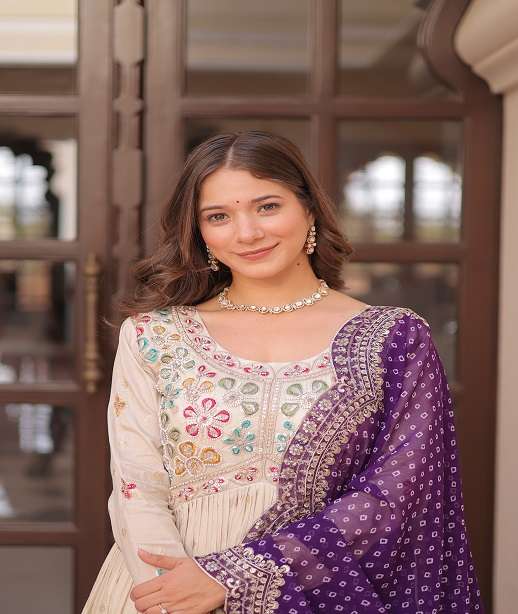 LATEST DESIGNER WEDDING PARTY WEAR READYMADE JAQCUARD SILK ANARKALI SUIT LONG GOWN LW 9249 COLOR