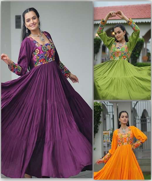 DESIGNER BANDHANI PRINT READYMADE RAYON NAVRATRI KURTI KU 9255 COLOR