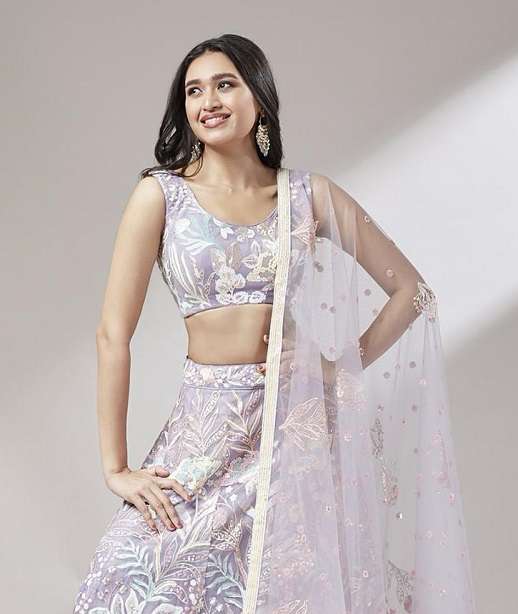 DESIGNER BOLLYWOOD BRIDAL WEDDING PARTY WEAR HEAVY NET LEHENGA CHOLI SENHORA NT 5748 COLOR