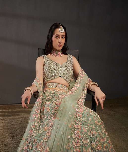 DESIGNER BOLLYWOOD BRIDAL WEDDING PARTY WEAR HEAVY HAND WORK LEHENGA CHOLI SENHORA DRESSES 5778 COLOR