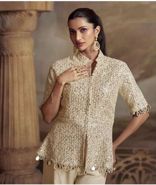 DESIGNER FANCY TOP PLAZZO SHARARA SALWAR SUIT COLLECTION SY ZEENAT 5821-5823
