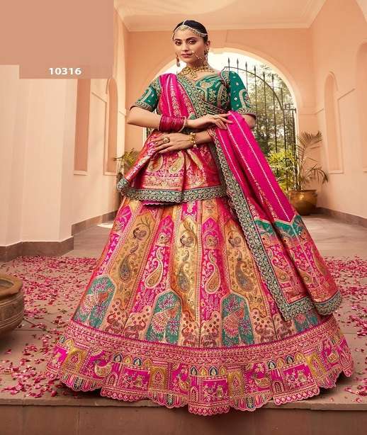 DESIGNER FANCY WEDDING BRIDAL WEAR INDIAN HEAVY SILK LEHENGA CHOLI WITH SILK DUPATTA SM ROYAL 10314-10319