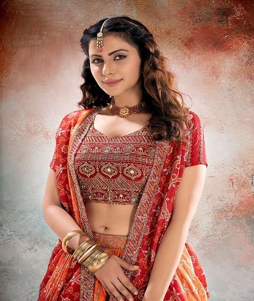 DESIGNER FANCY WEDDING PARTY WEAR CHINON SILK LEHENGA CHOLI WITH DUPATTA SS 175-176