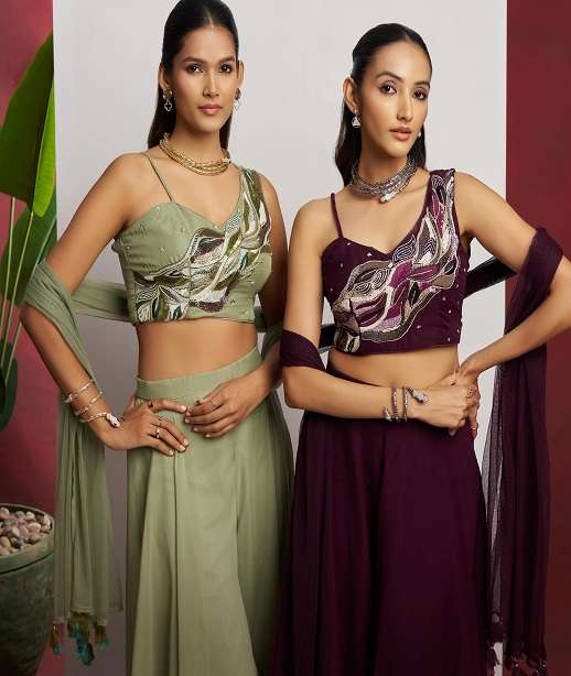 DESIGNER FANCY WEDDING PARTY WEAR GEORGETTE READYMADE SHARARA SALWAR SUIT ALZ 5020-5021