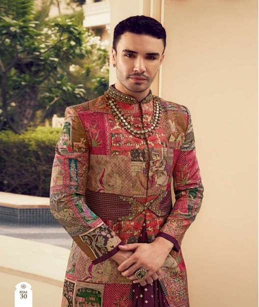 DESIGNER FANCY WEDDING PARTY WEAR GROOMS SILK SHERWANI MENS COLLECTION SM KLMK 28-37