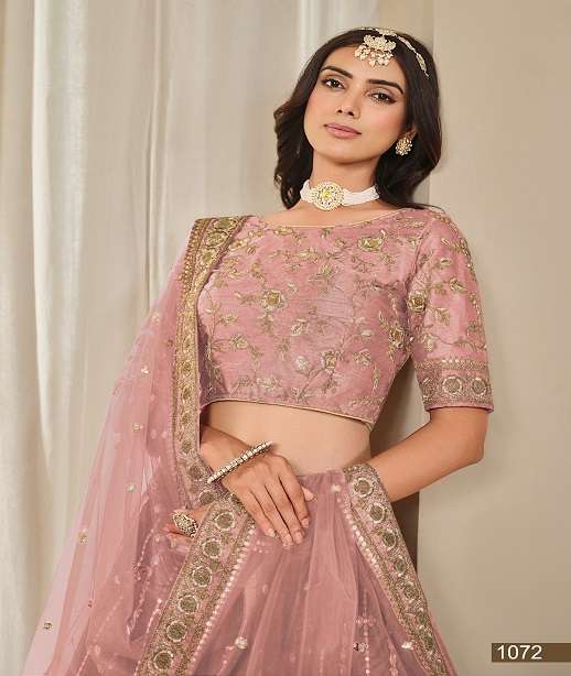DESIGNER FANCY WEDDING PARTY WEAR INDIAN ART SILK LEHENGA CHOLI WITH NET DUPATTA ANY MOHINI 1071-1072