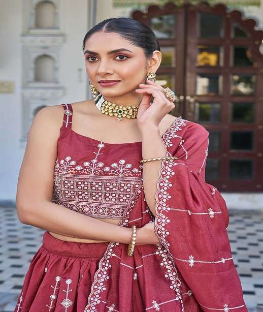 DESIGNER FANCY WEDDING PARTY WEAR SILK LEHENGA CHOLI WITH SILK DUPATTA SS 1-4