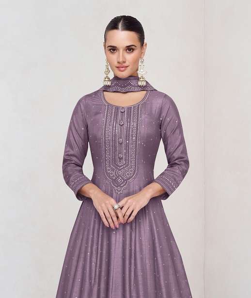 DESIGNER FANCY WEDDING PARTY WEAR VISCOSE SILK READYMADE ANARKALI GOWN SALWAR SUIT JG 10012 COLOR