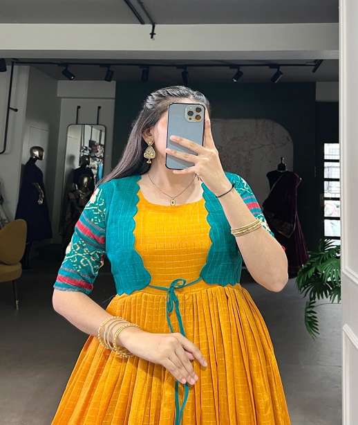 DESIGNER PARTY WEAR FANCY SILK ANARKALI GOWN SALWAR SUIT LONG GOWN YNF 5028 COLOR