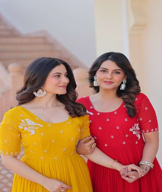 DESIGNER READYMADE BLOOMING GEORGETTE ANARKALI GOWN COLLECTION KU 1173 COLOR