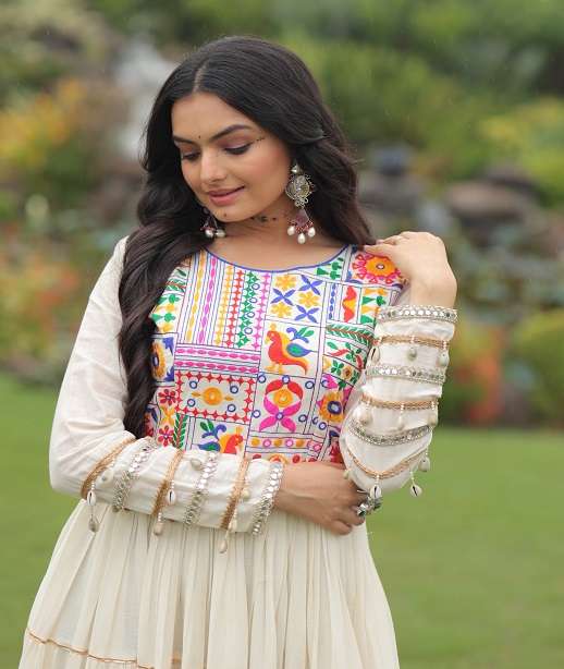 DESIGNER READYMADE COTTON NAVRATRI ANARKALI GOWN LW 9253