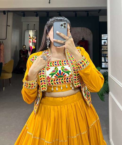 DESIGNER READYMADE RAYON COTTON NAVRATRI WEAR SKIRT BLOUSE KOTI COLLECTION KU 1606 COLOR