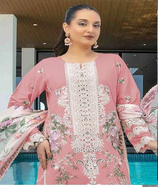 DESIGNER WEDDING PARTY WEAR CAMBRIC COTTON PAKISTANI SALWAR SUIT 913 COLOR