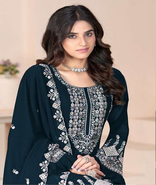 DESIGNER WEDDING PARTY WEAR FAU GEORGETTE PAKISTANI SALWAR SUIT CP 906 COLOR