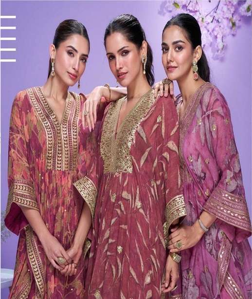 DESIGNER WEDDING PARTY WEAR HEAVY GEORGETTE PRINTED SHARARA SALWAR SUIT SY RAHI 10059-10061