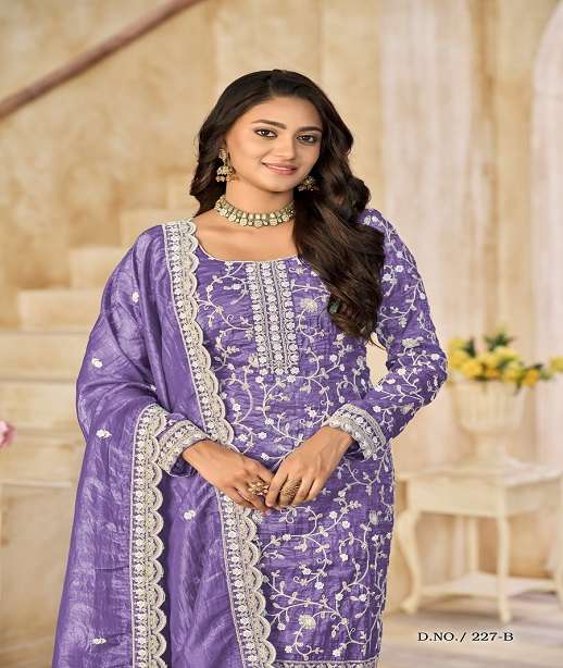 DESIGNER WEDDING PARTY WEAR ORGANZA SALWAR SUIT PAKISTANI SUIT ANY 227 COLOR