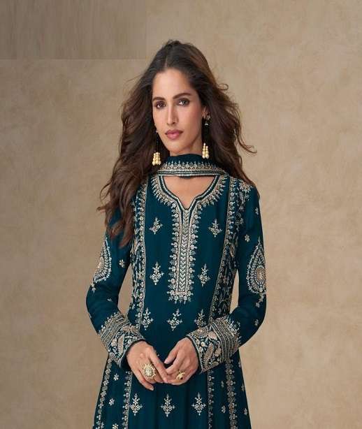 DESIGNER WEDDING PARTY WEAR REAL CHINON STRAIGHT SALWAR SUIT AF MUSKAN 10252-10256