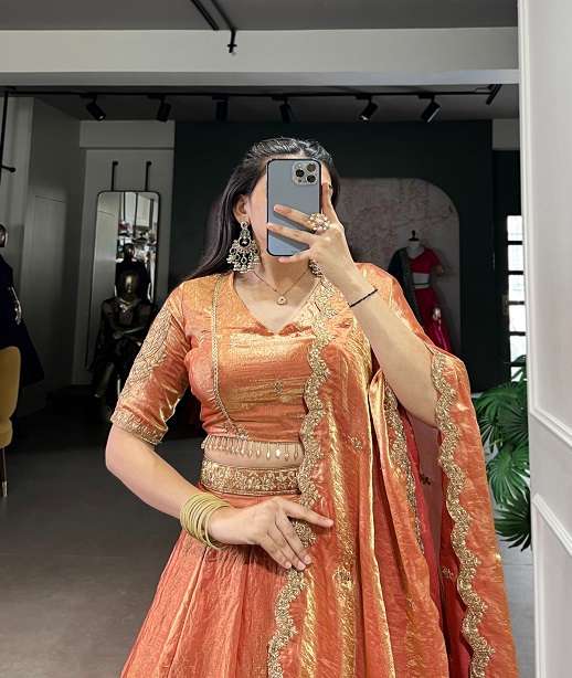 INDIAN DESIGNER BOLLYWOOD WEDDING PARTY WEAR HEAVY FENDY SILK LEHENGA CHOLI LNB 1440 COLOR