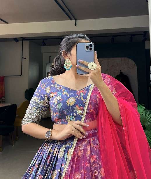 INDIAN DESIGNER BOLLYWOOD WEDDING PARTY WEAR HEAVY CHINON LEHENGA CHOLI LNB 1014 COLOR