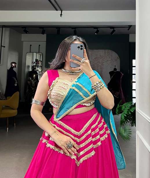 INDIAN DESIGNER BOLLYWOOD WEDDING PARTY WEAR HEAVY RAYON SILK LEHENGA CHOLI LNB 1626