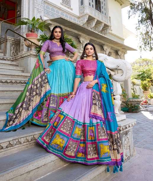 INDIAN DESIGNER BOLLYWOOD WEDDING PARTY WEAR TUSSAR SILK LEHENGA CHOLI LNB 1235 COLOR