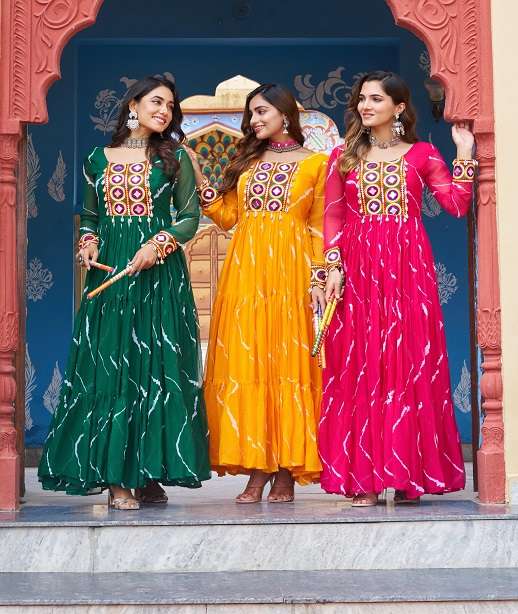 NAVATARI WEAR FANCY KURTI GOWN IN GEORGETTE FABRIC KU 1187 COLOR