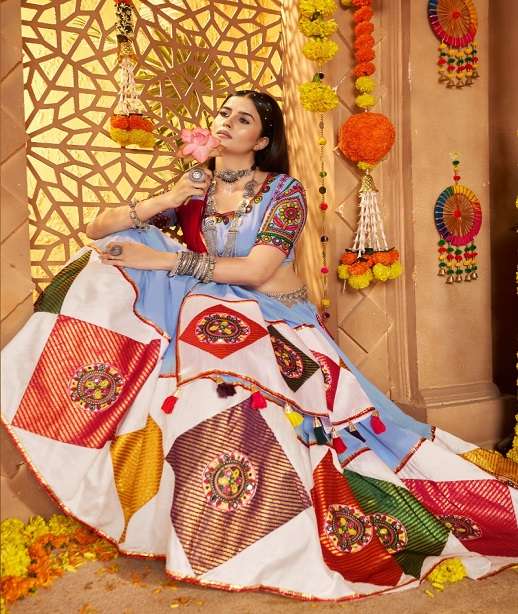 NAVRATRI WEAR LEHENGA CHOLI IN VISCOSE COTTON WITH MIRROR WORK KF RAAS KF 11041-43