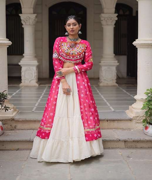 READYMADE NAVRATRI WEAR LEHENGA KURTI COLLECTION IN COTTON KU 5043 COLOR