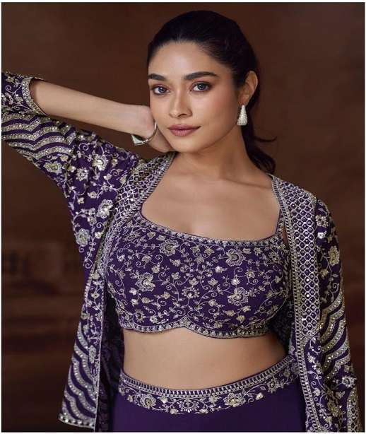 READYMADE PARTY WEAR REAL CHINON KOTI BLOUSE PLAZZO SALWAR SUIT SY SILKY 5828-5830