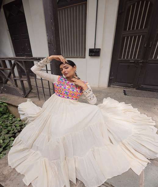 COTTON LONG KURTI GOWN FOR NAVRATRI SPECIAL COLLECTION KU 1199