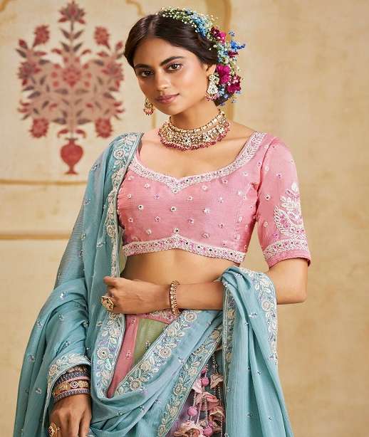 DESIGNER BOLLYWOOD BRIDAL WEDDING PARTY WEAR HEAVY CHIFFON LEHENGA CHOLI SENHORA DRESSES NT 6127