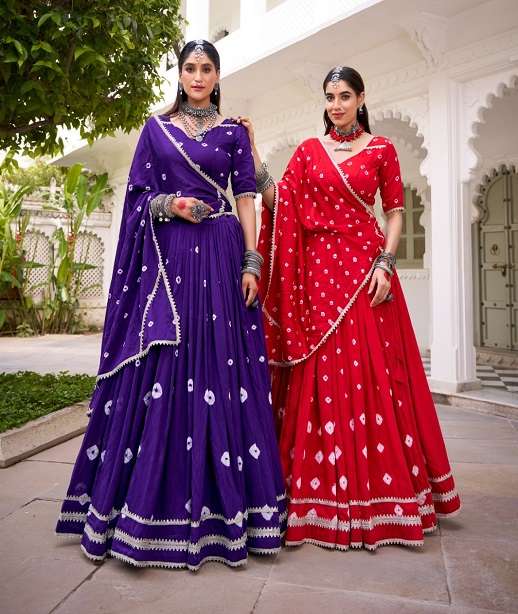 DESIGNER FANCY WEDDING PARTY WEAR CHANDERI SILK LEHENGA CHOLI WITH DUPATTA LNB 1663 COLOR
