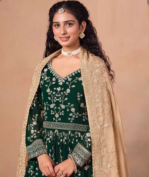 DESIGNER FANCY WEDDING PARTY WEAR FAUX GEORGETTE LONG GOWN ANARKALI SALWAR SUIT ANY 230 COLOR