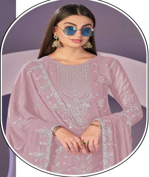 DESIGNER FAUX GEORGETTE GREY PAKISTANI SALWAR SUIT COLLECTION JG 2515 COLOR