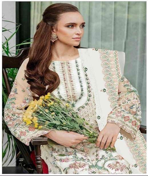DESIGNER FAUX GEORGETTE PAKISTANI SALWAR SUIT COLLECTION SHF 1185 COLOR